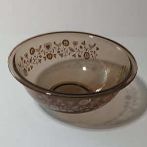 Pyrex Brown Floral Glass Bowl